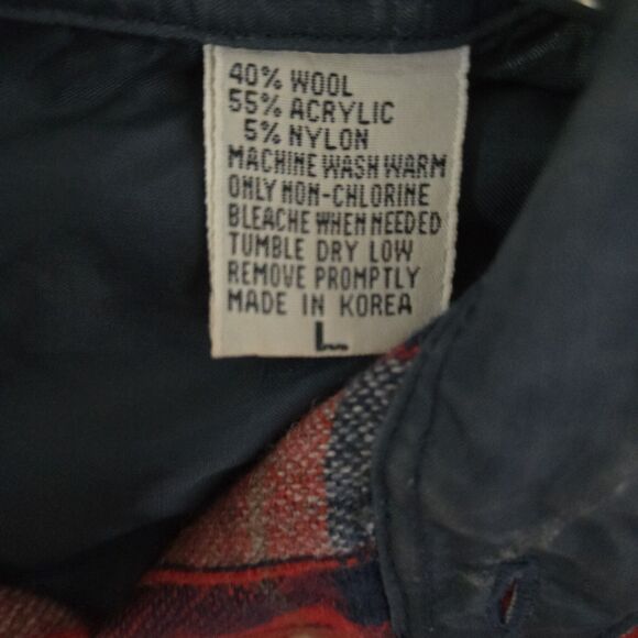 Fieldmaster Red Plaid Flannel Shirt Men L Wool Blend Button Down Workwear Vtg - Picture 5 of 7